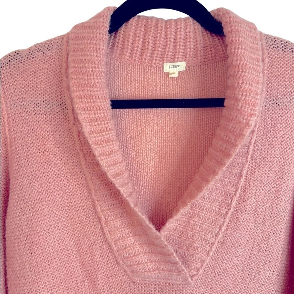 J. Crew Blush Pink Mohair Wool Blend Dolce Shawl Collar Sweater Women’s Sz Med